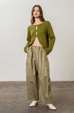 Adjustable Waist Drawstring with Stopper Cargo Pants