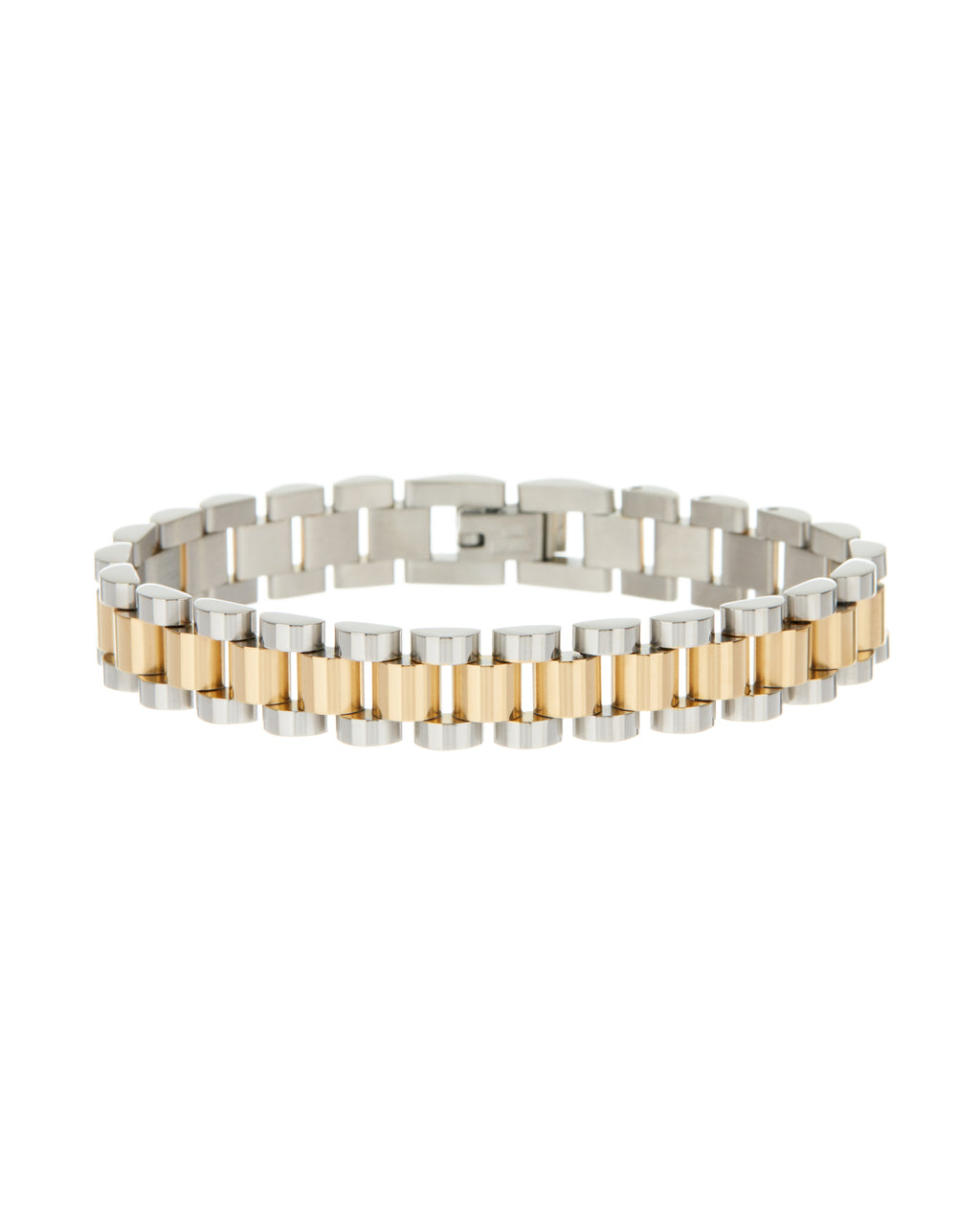 Timepiece Bracelet in Silver and Gold