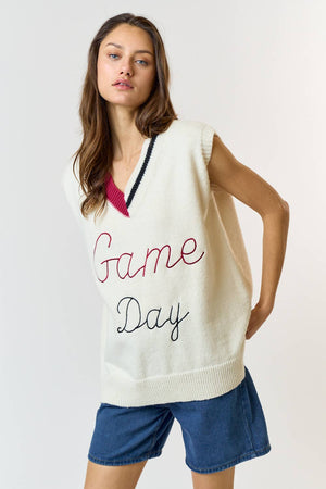 GAME DAY LETTERING SWEATER VEST