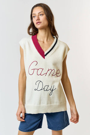 GAME DAY LETTERING SWEATER VEST