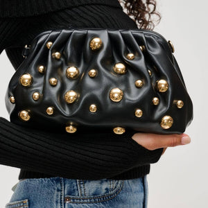 Carey Studded Clutch in Black