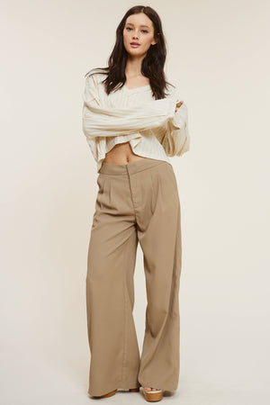 Wide Leg Trousers in Taupe