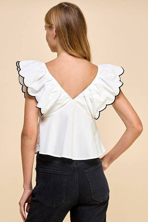 Front Bow Detail Top in White