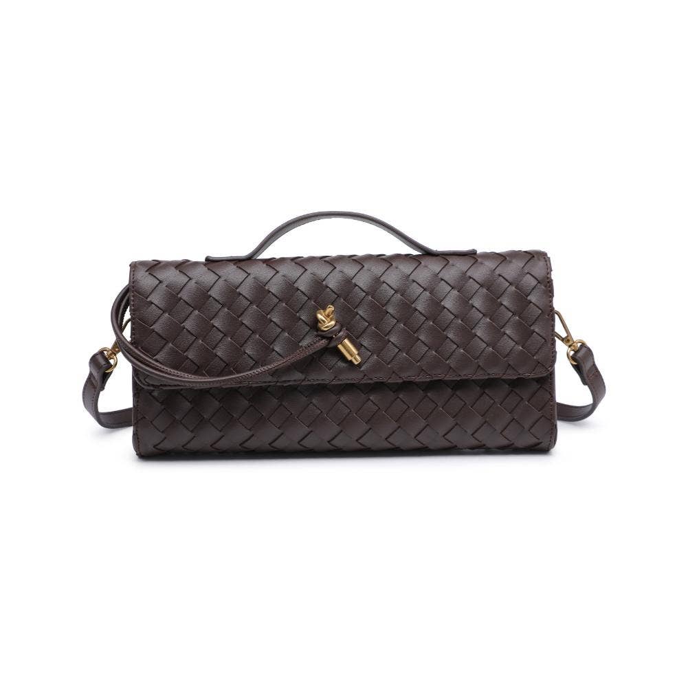 Ada Top Handle Woven East West Clutch Crossbody in Forest