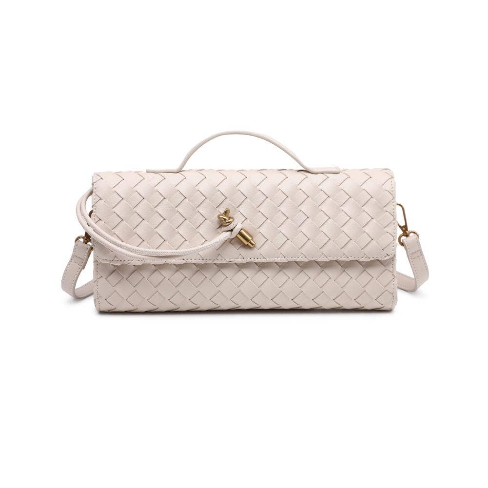 Ada Top Handle Woven East West Clutch Crossbody in Forest