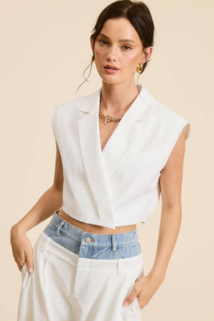 Crop White Waistcoat