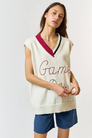 GAME DAY LETTERING SWEATER VEST