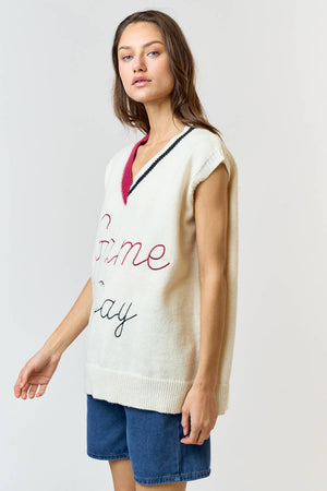 GAME DAY LETTERING SWEATER VEST