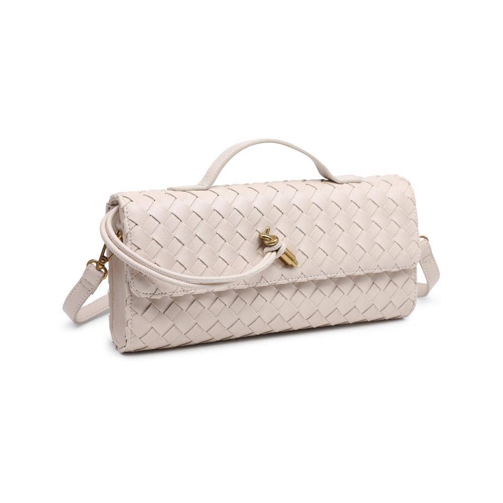 Ada Top Handle Woven East West Clutch Crossbody in Forest