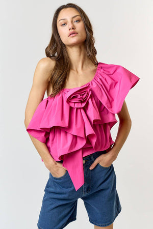 Flower Point One Shoulder Top