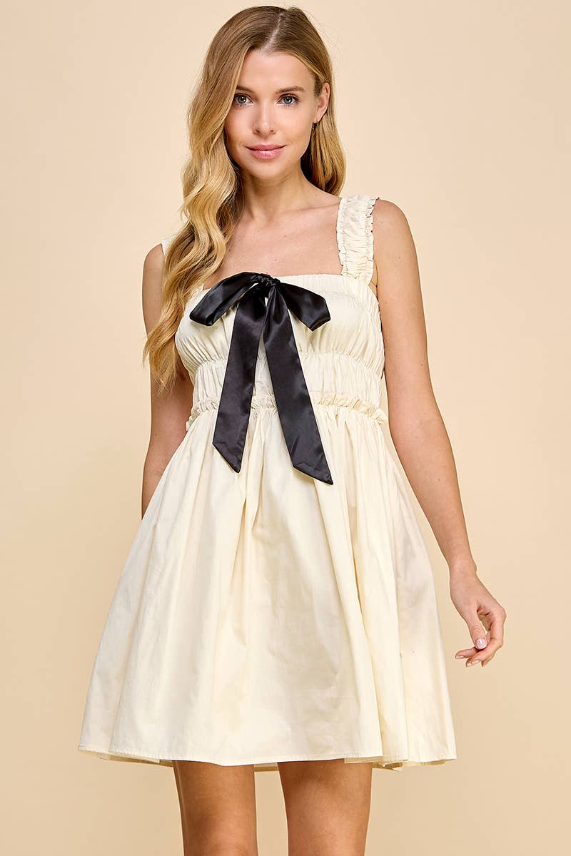 Smocked Bow Dress in Ivory