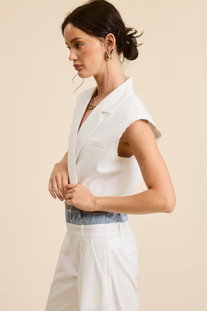 Crop White Waistcoat