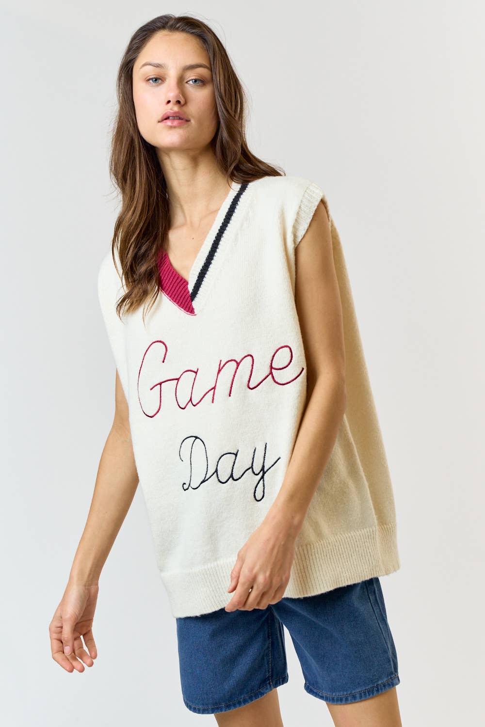 GAME DAY LETTERING SWEATER VEST