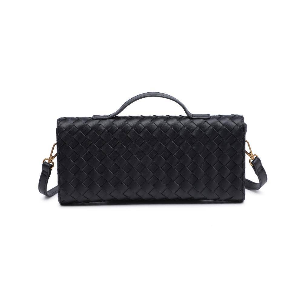 Ada Top Handle Woven East West Clutch Crossbody in Forest