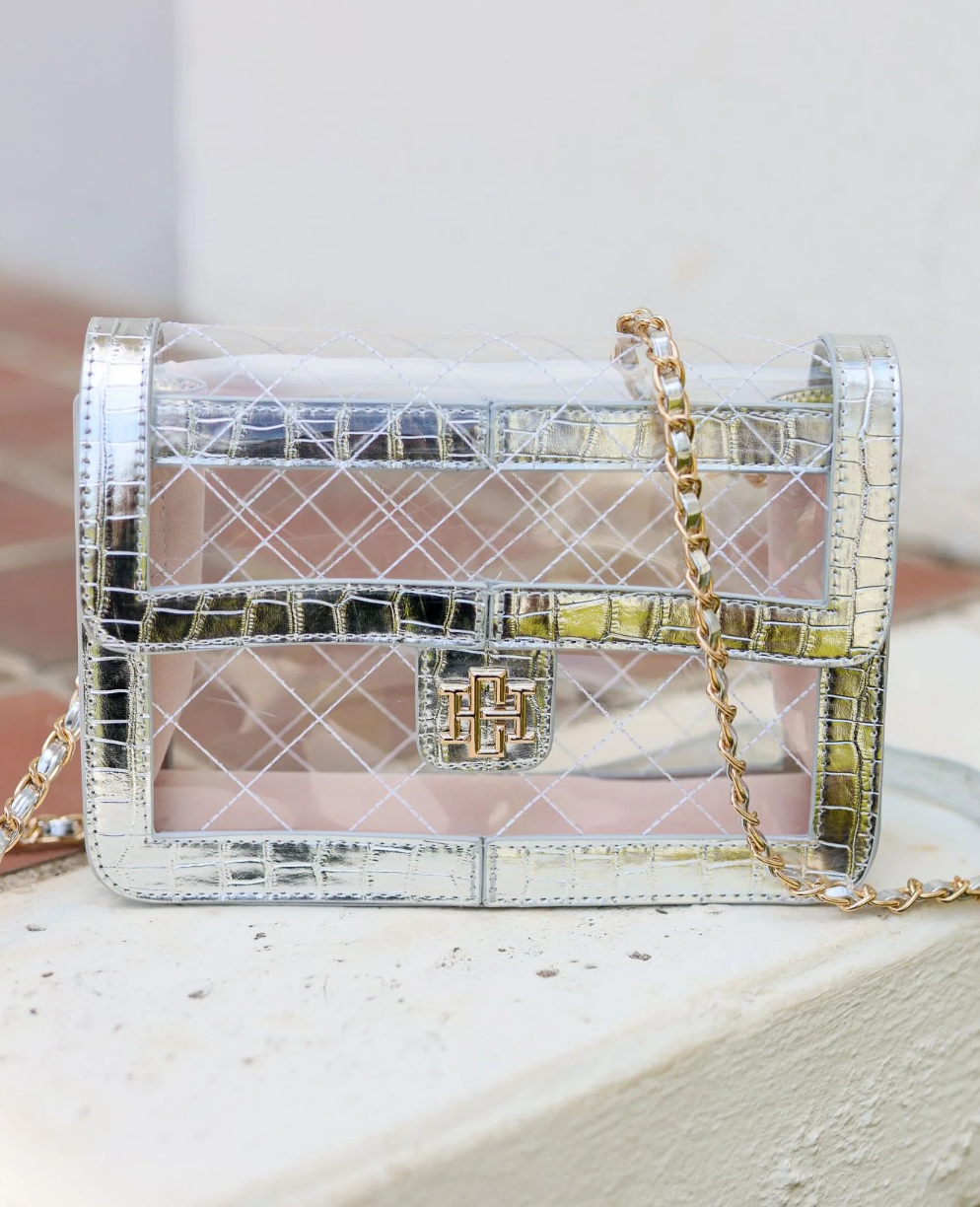Quinn Quilted Clear Bag in PLATINUM