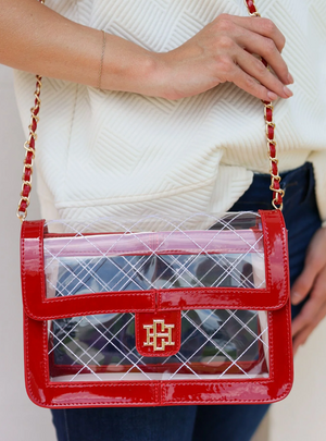 Quinn Quilted Clear Bag in RED PATENT