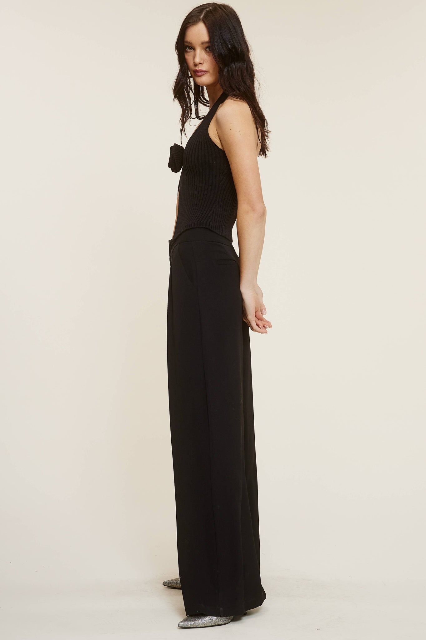 Wide Leg Trousers in Black