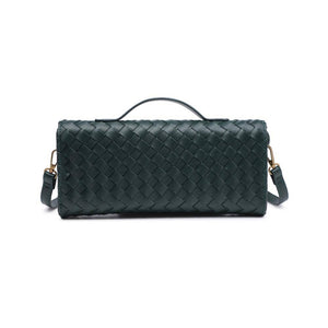 Ada Top Handle Woven East West Clutch Crossbody in Forest