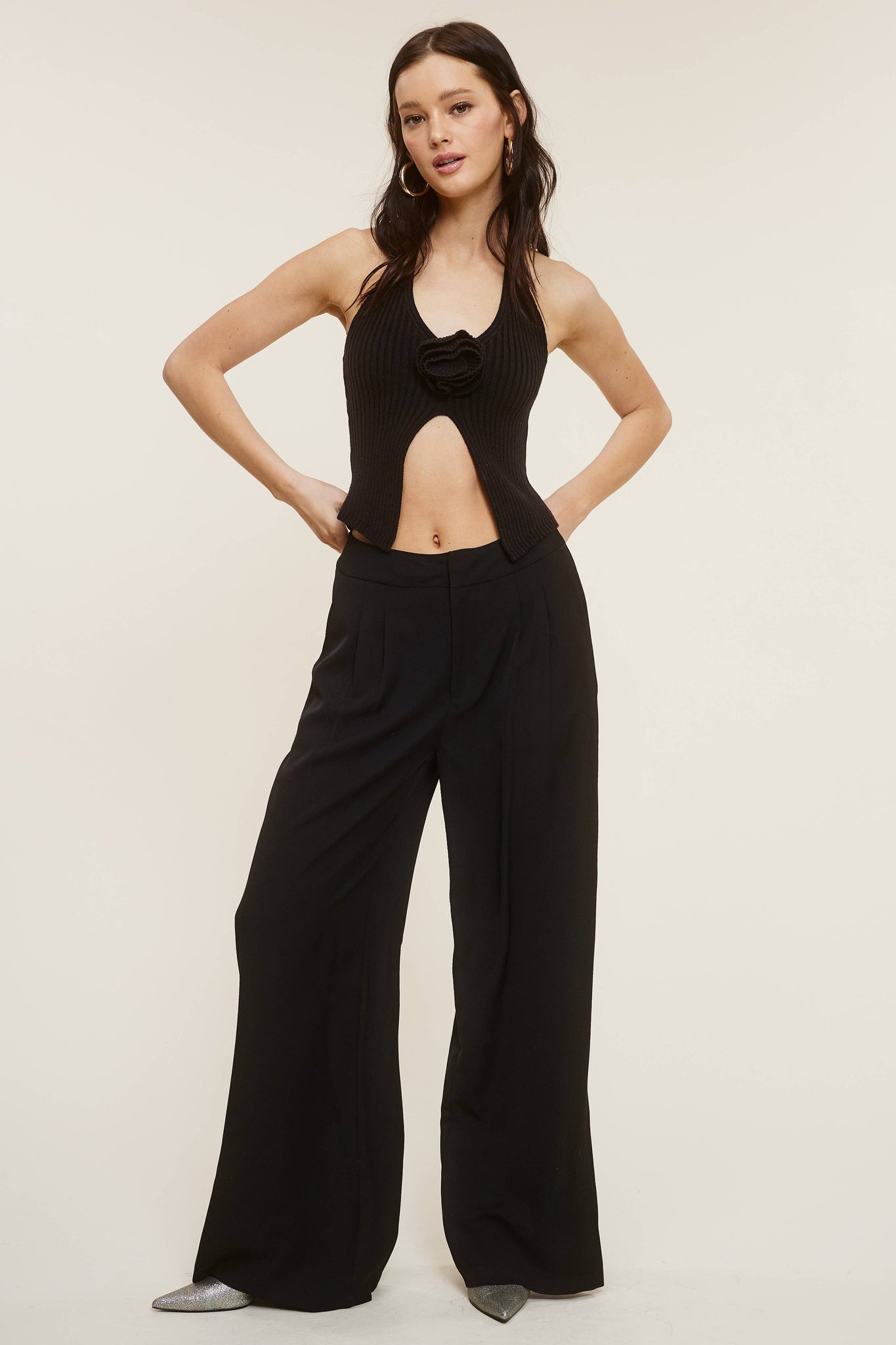 Wide Leg Trousers in Black