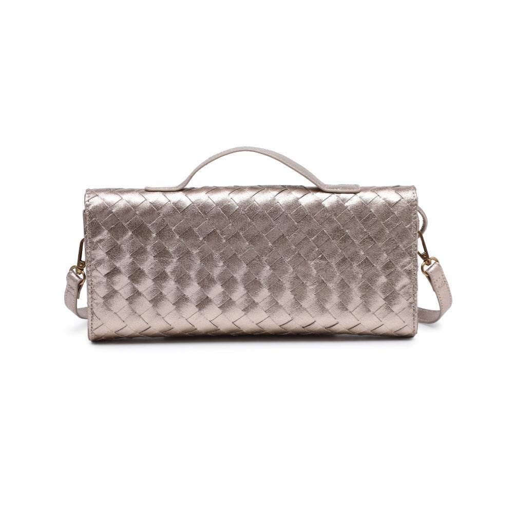 Ada Top Handle Woven East West Clutch Crossbody in Forest