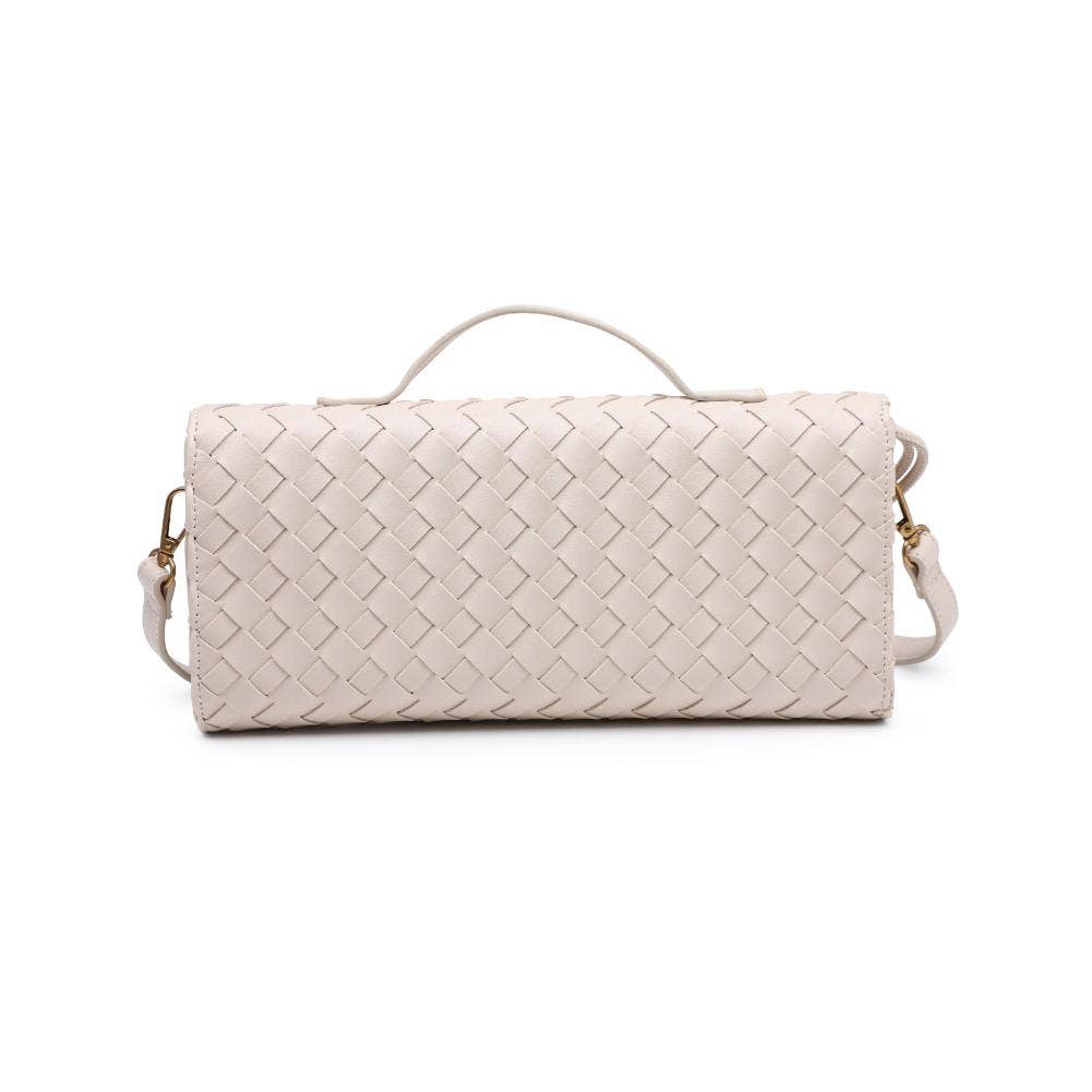 Ada Top Handle Woven East West Clutch Crossbody in Forest