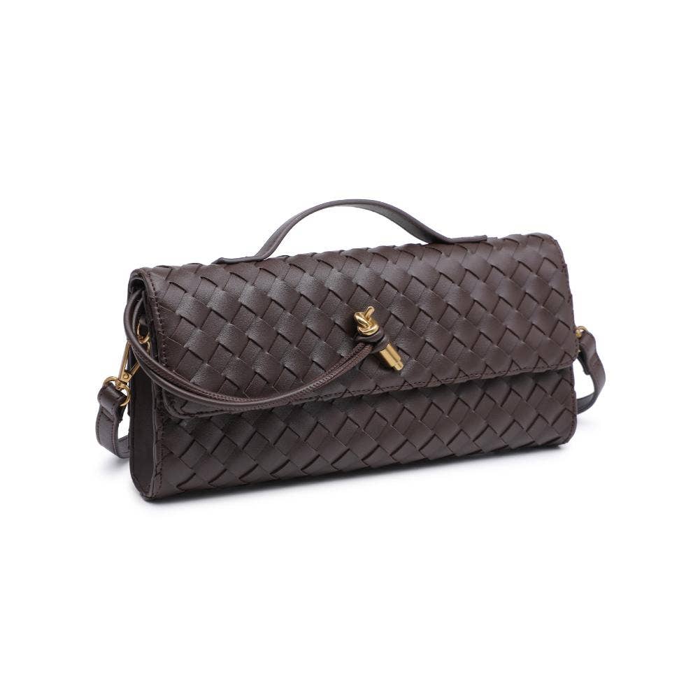 Ada Top Handle Woven East West Clutch Crossbody in Forest