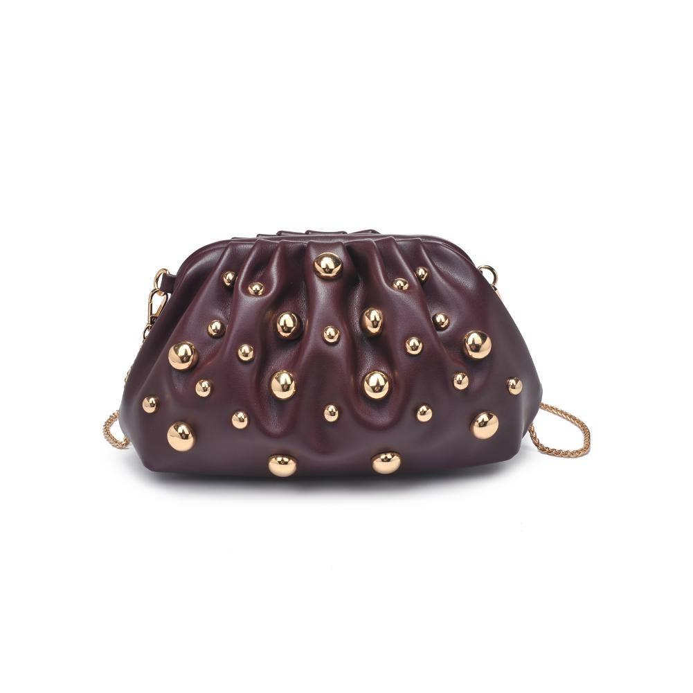 Carey Studded Clutch in Wine