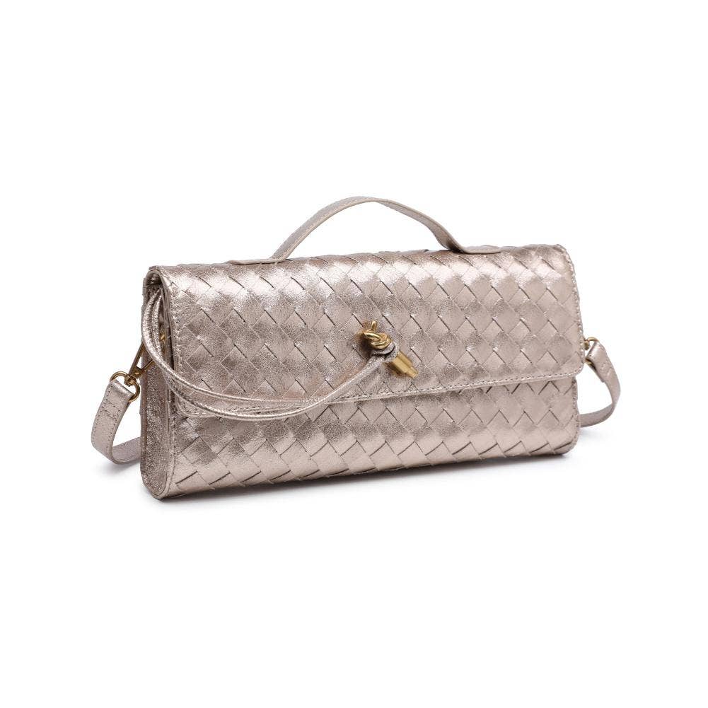 Ada Top Handle Woven East West Clutch Crossbody in Forest