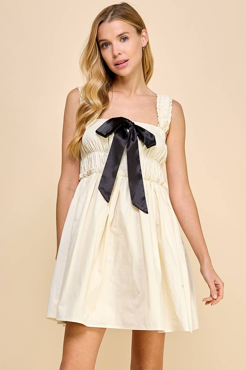 Smocked Bow Dress in Ivory