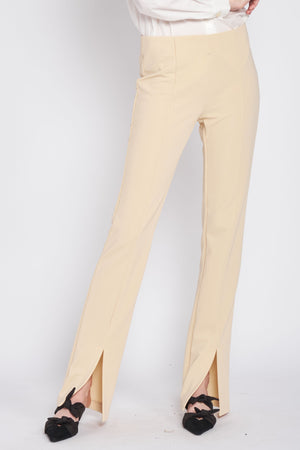 High Waist Front Slit Pants in Natural