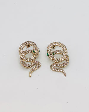 Pave Coiled Snake Earrings