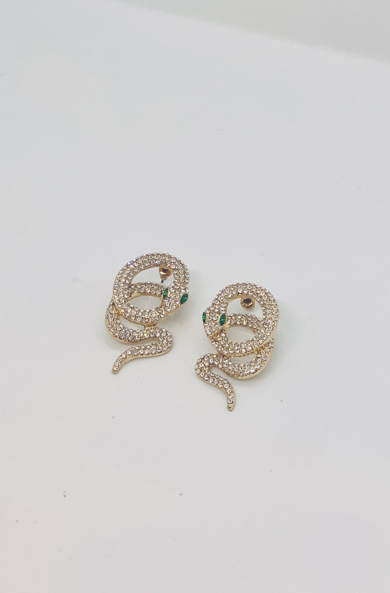 Pave Coiled Snake Earrings