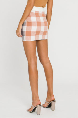 Multi Gingham Knit Mini Skirt