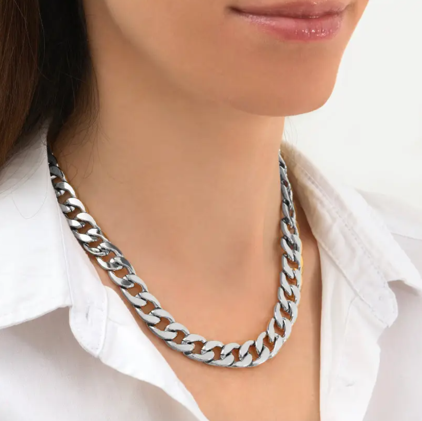 Chunky Silver Link Chain Necklace