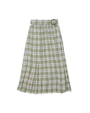 Green Plaid Pleated Skirt