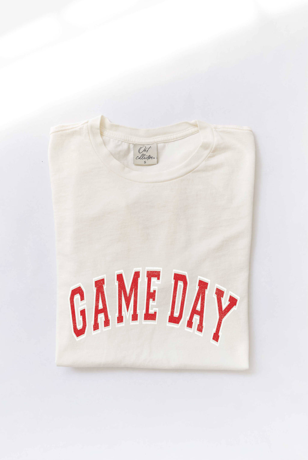 GAME DAY Mineral Washed Graphic Tee in Cream