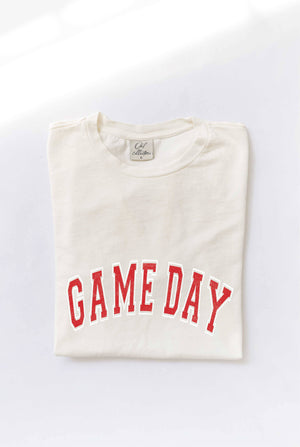 GAME DAY Mineral Washed Graphic Tee in Cream